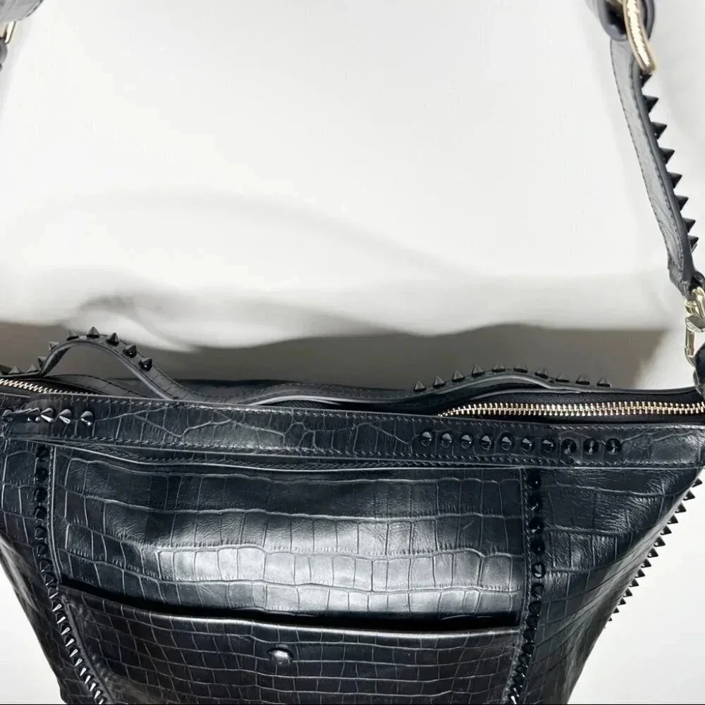 Cole Haan Rodarte Black Croc-Embossed Satchel purse - Picture 3 of 15